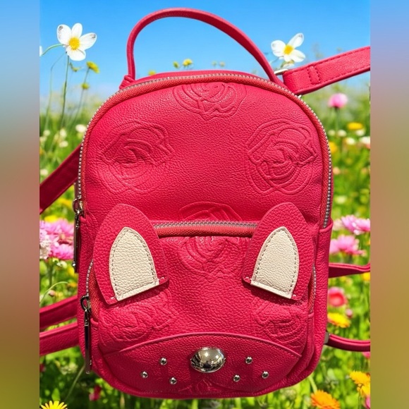 Betsey Johnson Hot Pink Mini Dog Floral Interior Backpack approx 9”x 6.5”x 3.5” - Picture 4 of 15